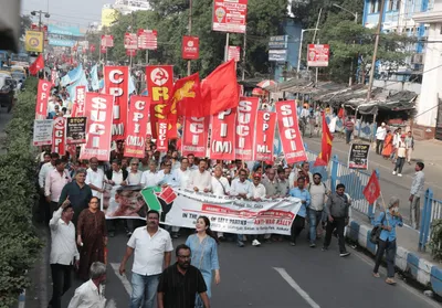 genocide in palestine   left parties march in kolkata  question indian govt s stand