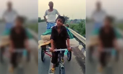 11 year old gets parents home amidst lockdown by pedalling tricycle cart for 600 kms