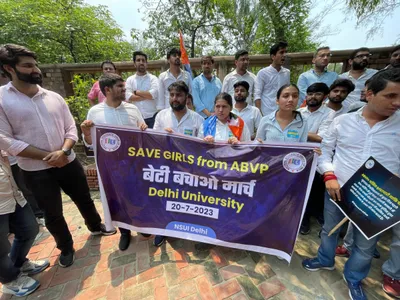 watch   nsui stages protest at du over rape cases in manipur  jodhpur