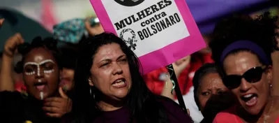 brazilian women protest against far right presidential candidate bolsonaro