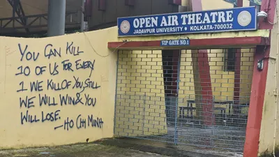 karl marx  ho chi minh back on jadavpur s walls  students refuse to crumble under suvendu adhikari s pressure