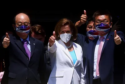 nancy pelosi calls taiwan  one of the freest societies   china holds military drills