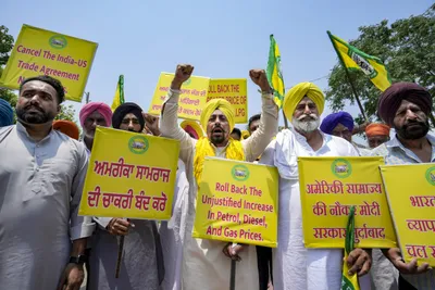  modi forgets farmers   across india  farmer groups rally against the india us trade deal