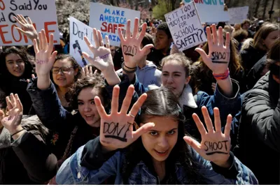 us students protest on streets against gun violence