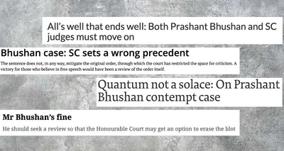 supreme court s  intolerant side   newspapers side with prashant bhushan in contempt case