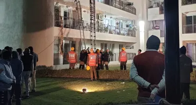 gurugram  one killed  two trapped after floor of apartment building collapses