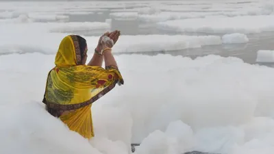 watch  chatt celebrations in delhi marred by toxic foam and pollution