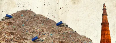 delhi’s qutub minar gets competition from a tower of garbage