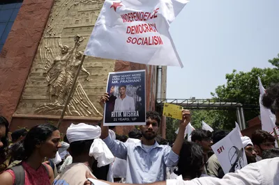 in photos   at sfi protest  students call nta a ‘national torture agency’  seek pradhan s resignation