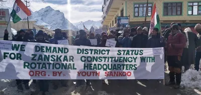 3 000 demonstrate for separate district in sub zero temperatures at kargil