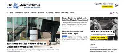 kremlin bans ‘moscow times’ site for ‘discrediting russian leadership’