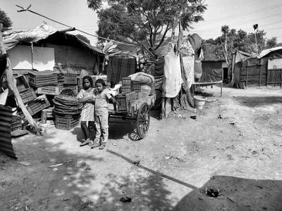 in photos  for g20  beautification   poor families living along the yamuna face eviction