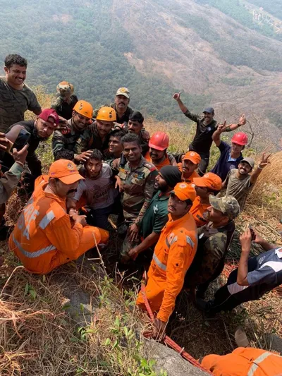kerala  youth trapped in mountain cleft rescued by indian army team   