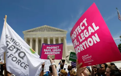 hundreds rally at us supreme court against abortion bans in eight states