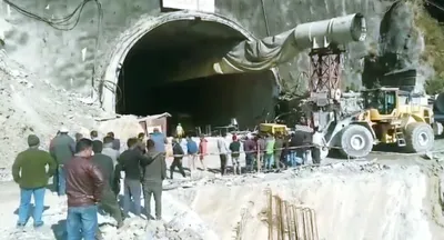 uttarakhand  40 trapped for over 48 hours under collapsed tunnel