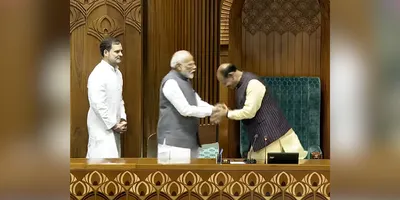 by objecting to om birla bowing before modi  rahul gandhi captures the mahatma s vision