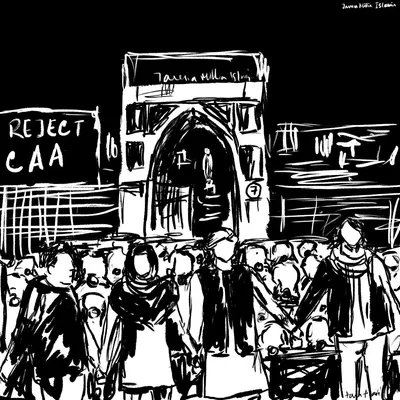 illustrated  civil disobedience in 2019 delhi